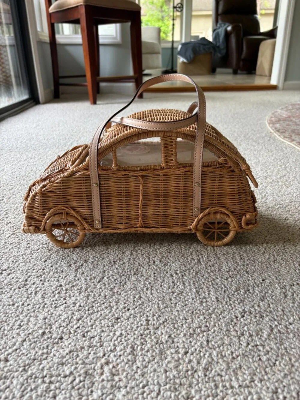 Kate Spade Vita Riva Wicker Car Bag Rare Novelty Designer Purse - Picture 2 of 10